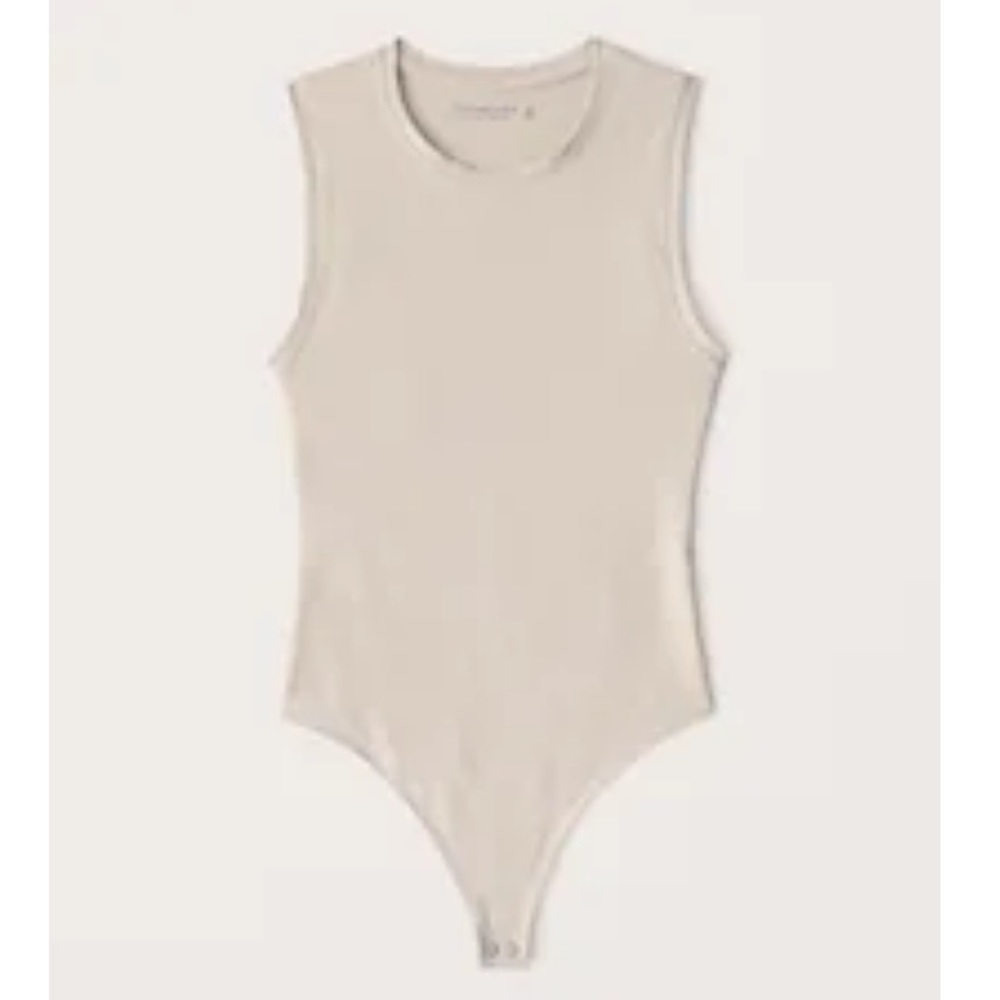 2For1 Abercrombie Seamless Fabric Crewneck Tank Bodysuits (LIGHT BEIGE & WHITE)